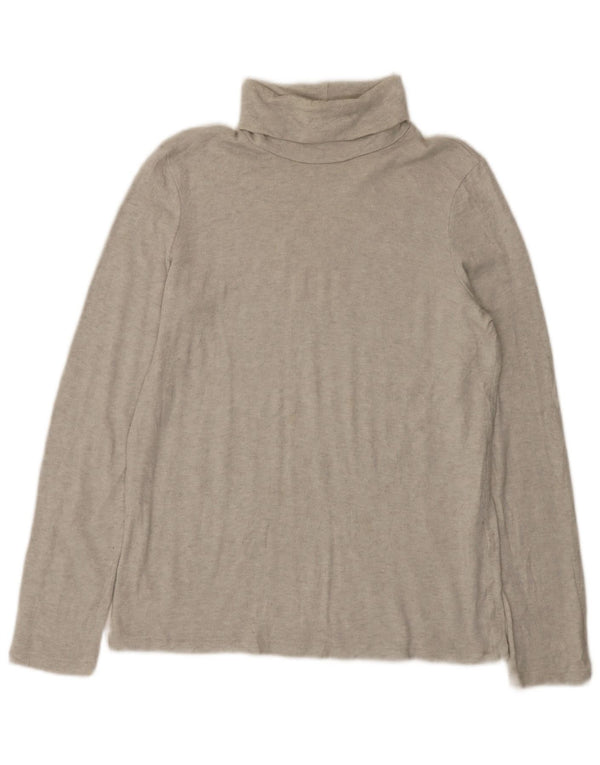 Zara Damen Top Langarm UK 14 Large Grau meliert Viskose