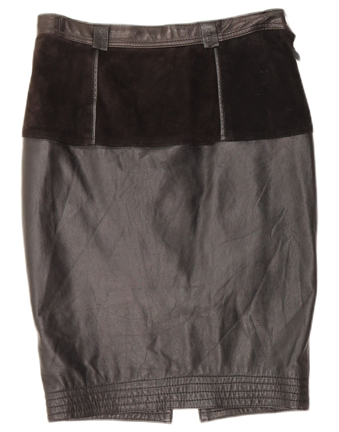 VINTAGE Damen Lederrock Medium W28 Schwarz