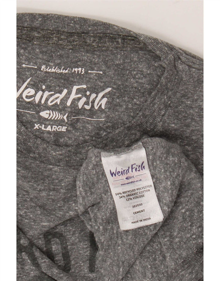 Weird Fish Herren-T-Shirt mit Grafik, XL, grau meliert, Polyester