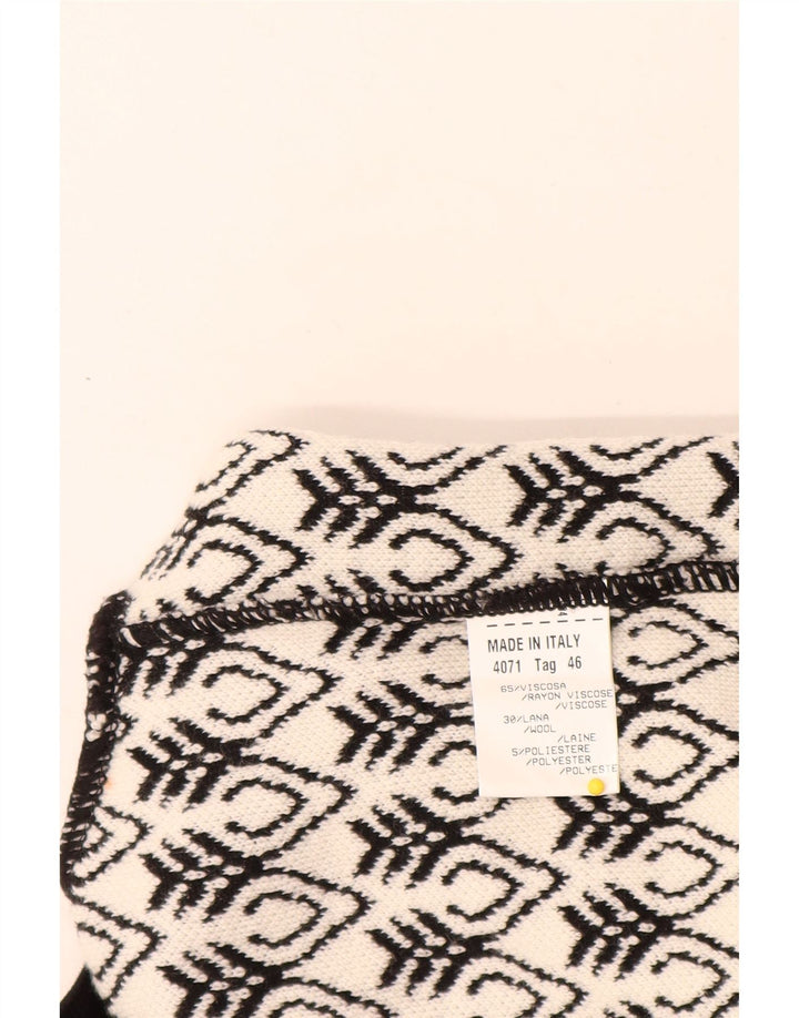 STIZZOLI Damen Longline Cardigan Pullover IT 46 Large Weiß Geometrisch