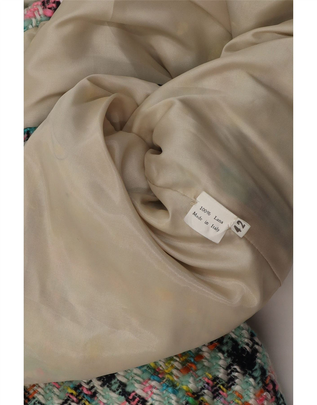 VINTAGE Damen 4-Knopf-Blazerjacke IT 42 Mitteltürkis mit Hahnentrittmuster