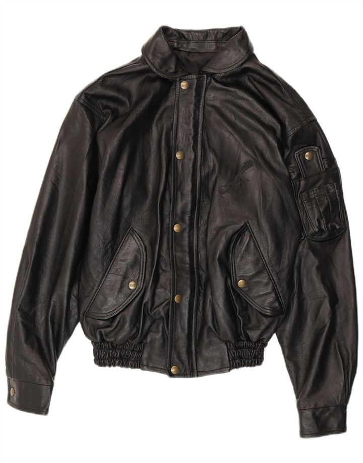 VINTAGE Herren Lederjacke UK 36 Kleines schwarzes Leder