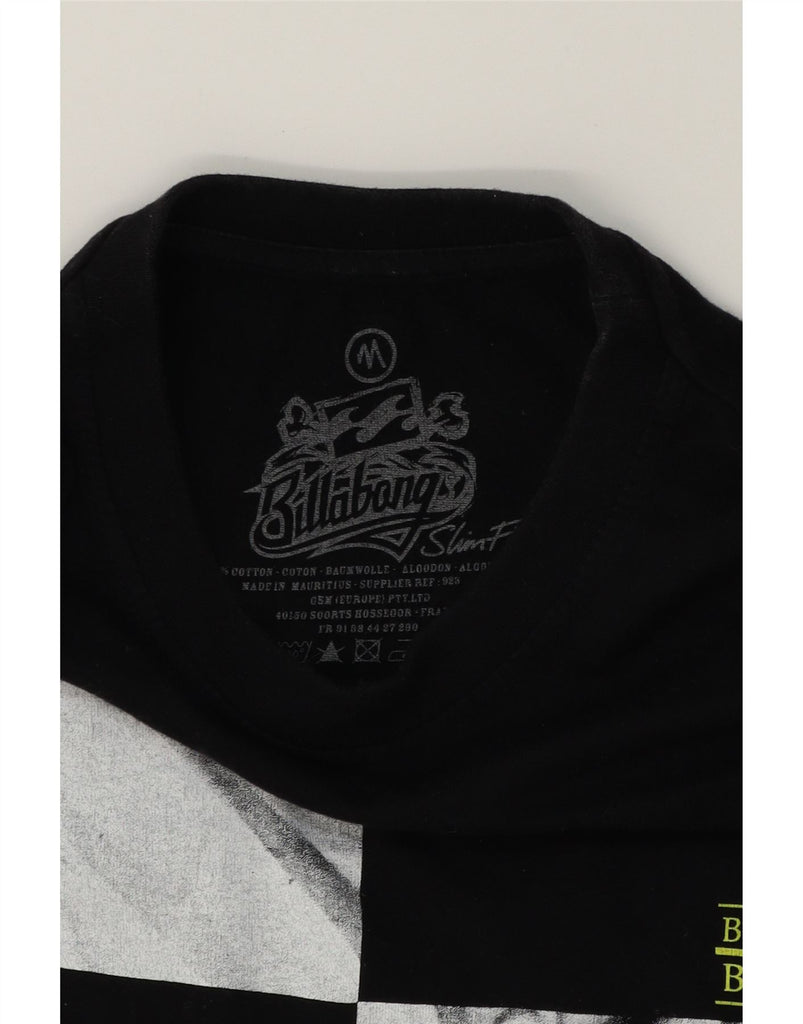 BILLABONG Mens Slim Fit Graphic T-Shirt Top Medium Black Cotton Vintage Billabong and Second-Hand Billabong from Messina Hembry 
