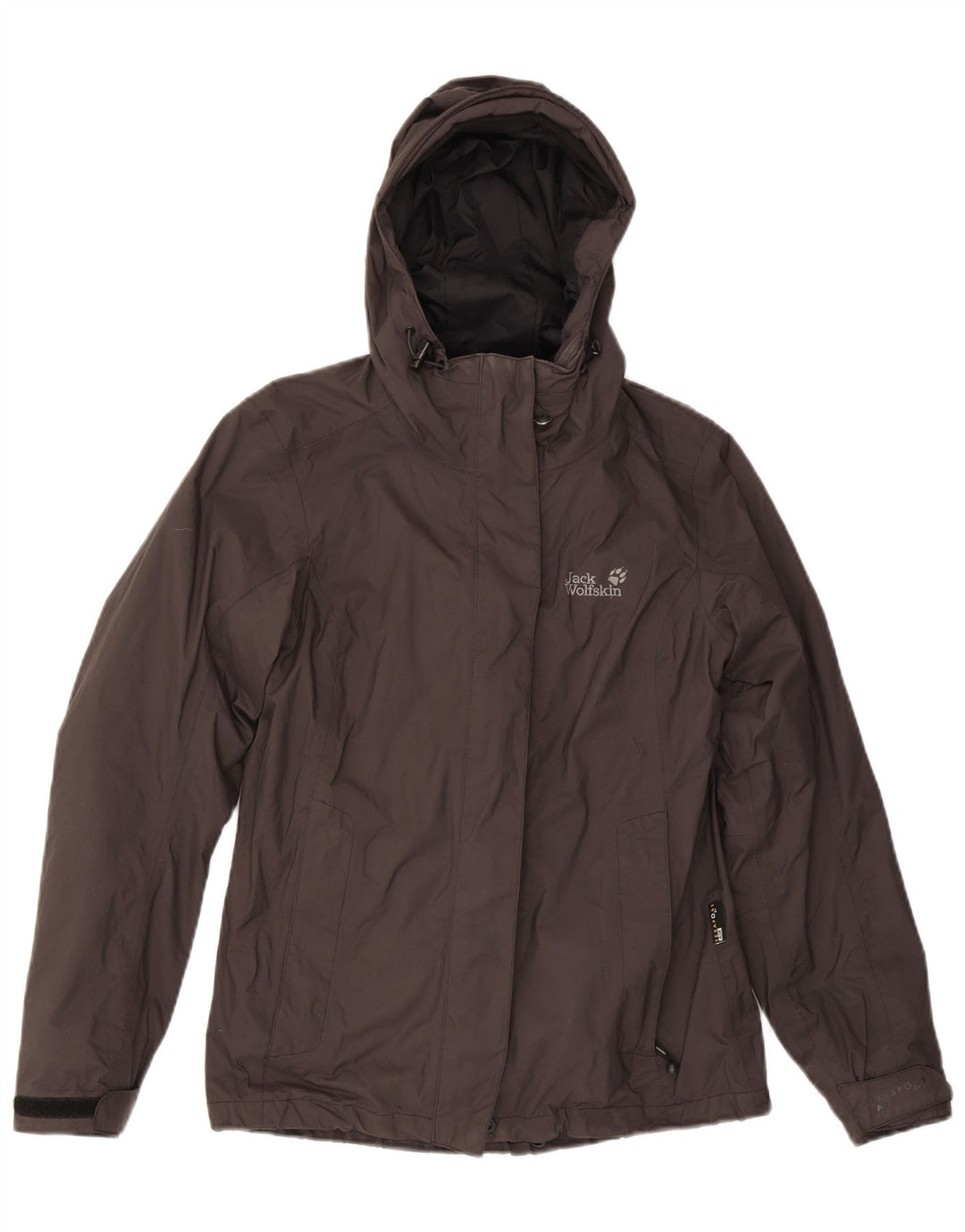 Jack Wolfskin Damen Regenjacke mit Kapuze, UK 8, Größe S, Grau, Polyamid