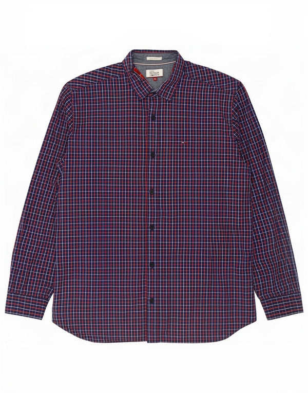 Tommy Hilfiger Herren-Hemd, reguläre Passform, XL, marineblau, kariert, Baumwolle