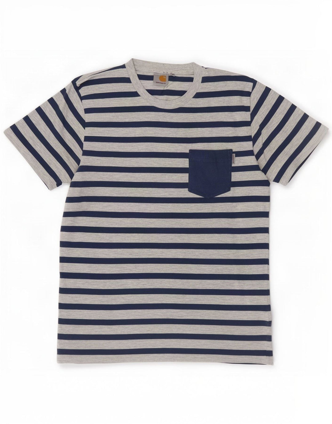 Carhartt Herren T-Shirt-Oberteil aus mittelgrauer, gestreifter Baumwolle