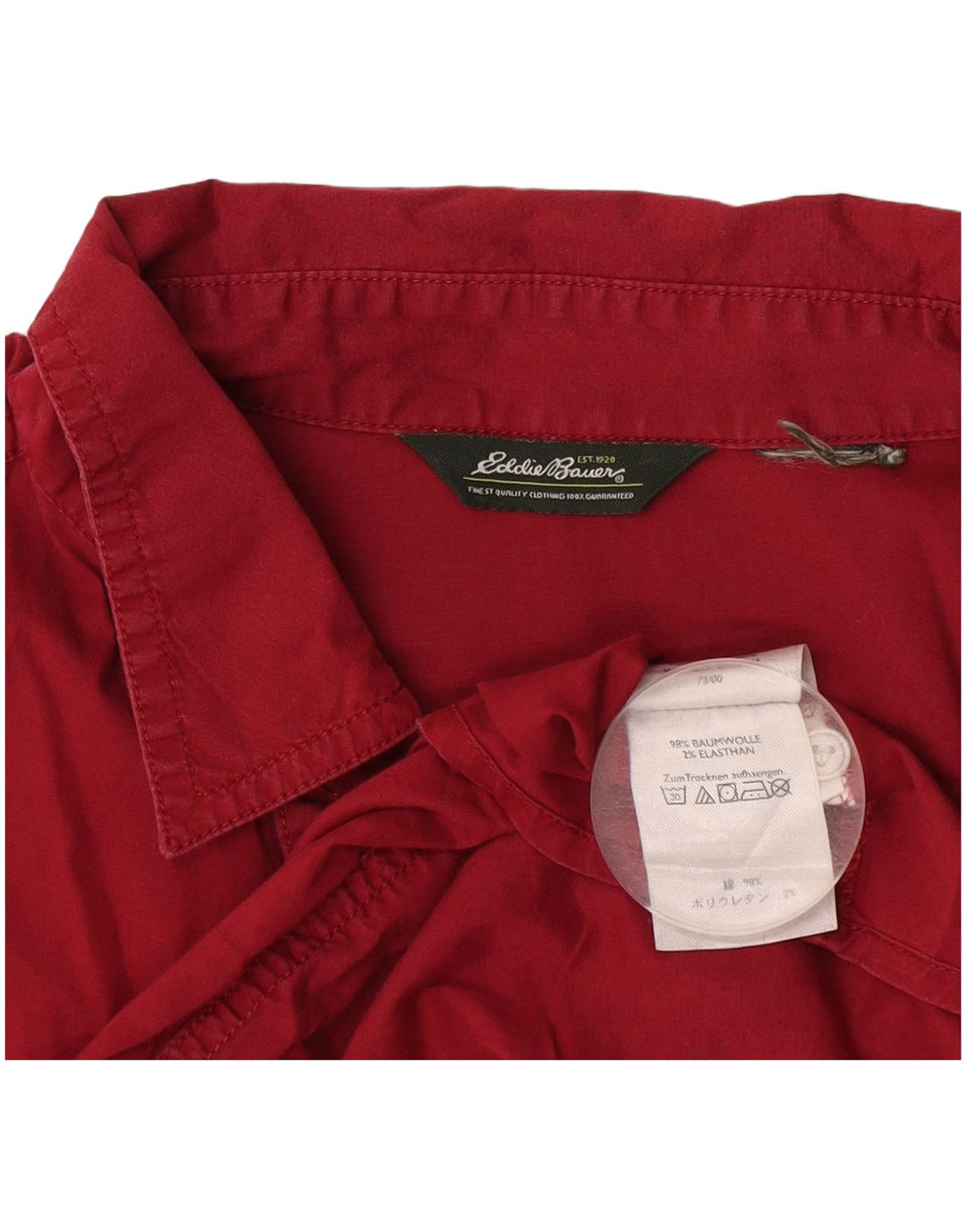 EDDIE BAUER Damen Kurzarmhemd UK 18 XL Burgunderrot Baumwolle