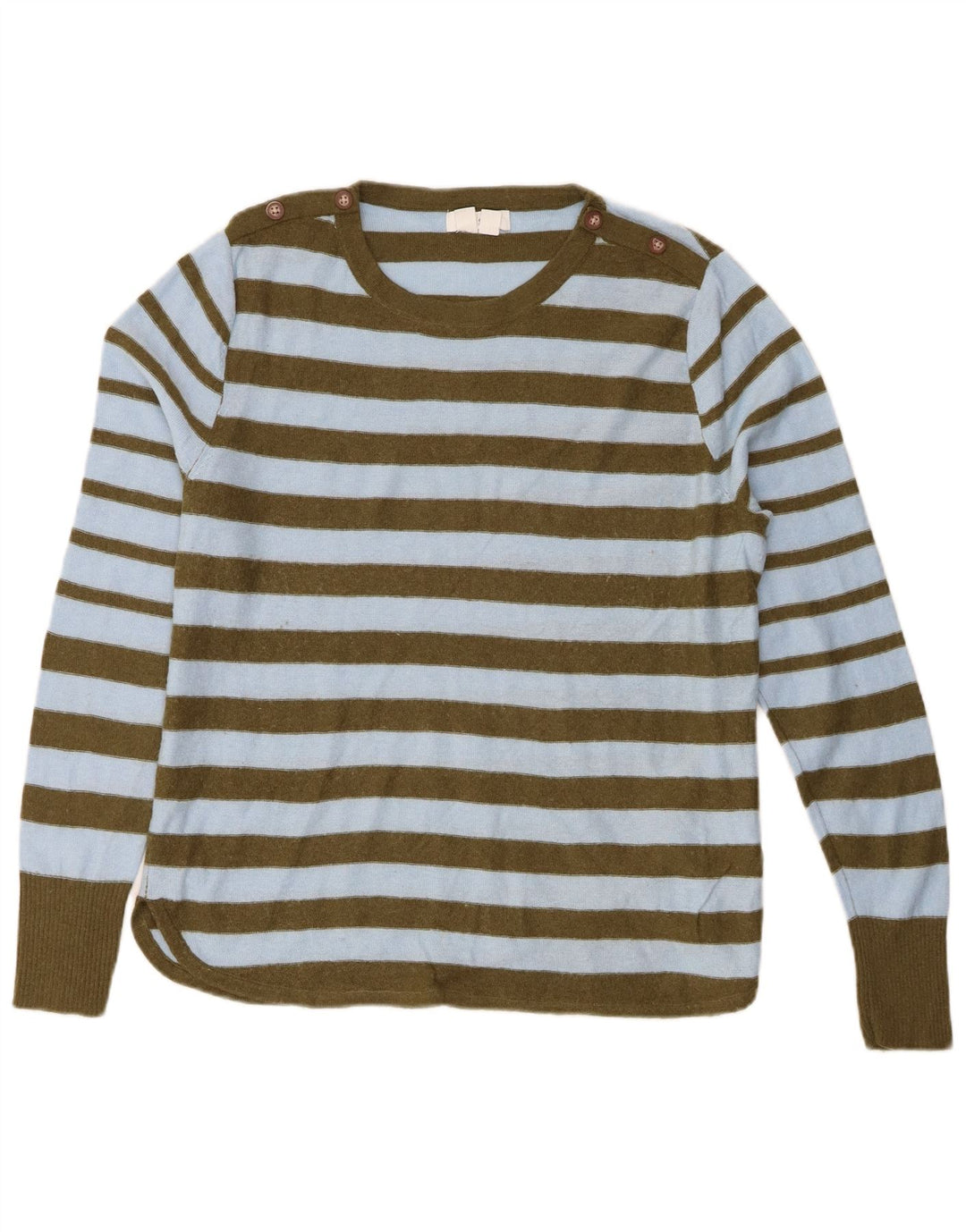 White Stuff Damen-Pullover mit Rundhalsausschnitt, Gr. 14, großes, blau gestreiftes Nylon