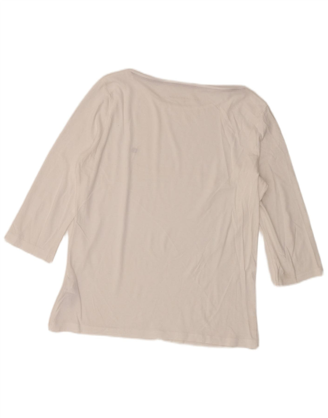 Tommy Hilfiger Damen-Top, 3/4-Ärmel, UK 14, mittelweiße Baumwolle