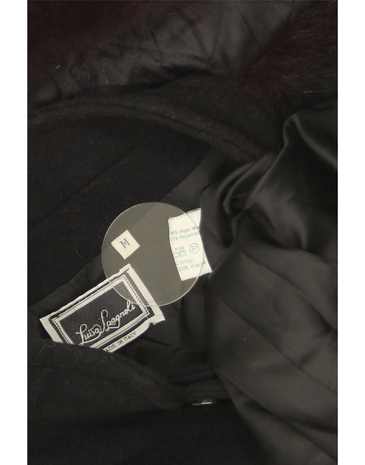 Luisa Spagnoli Damen Mantel UK 14 Mittelschwarze Schurwolle