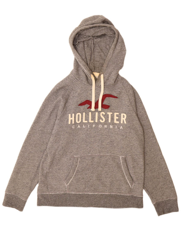 Hollister Herren-Kapuzenpullover mit Grafik, mittelgrau gefleckte Baumwolle