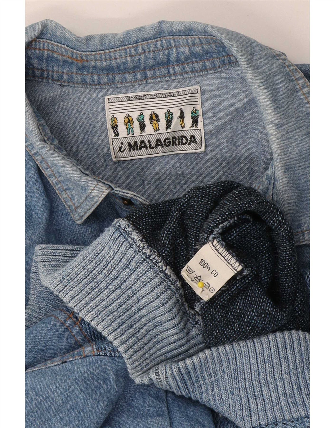Malagrida Herren Polo-Pullover aus mittelblauer Baumwolle