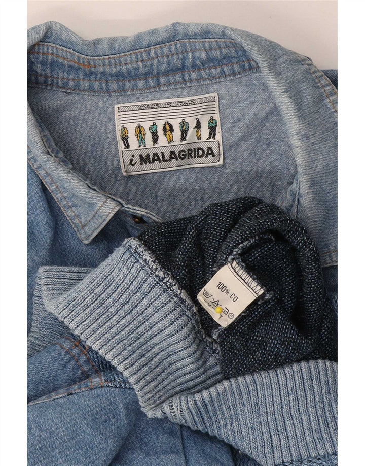 Malagrida Herren Polo-Pullover aus mittelblauer Baumwolle