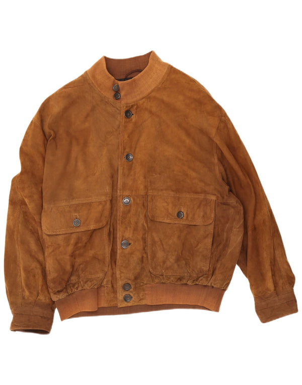 Theo Wormland Herren Wildleder Bomberjacke UK 42 XL Beige Leder