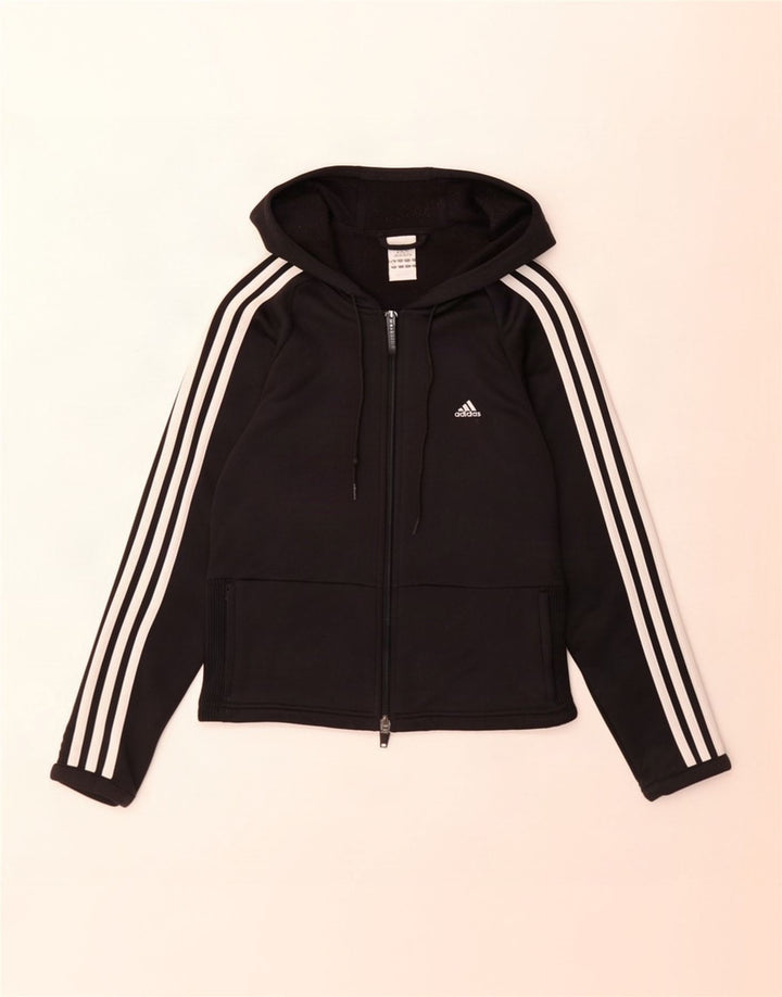 Adidas Damen Zip Hoodie Pullover UK 14 Medium Schwarz Polyester