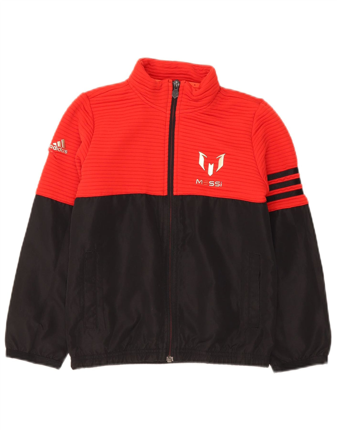 Adidas Jungen MESSI Graphic Trainingsanzug Top Jacke 7–8 Jahre Rot Farbblock