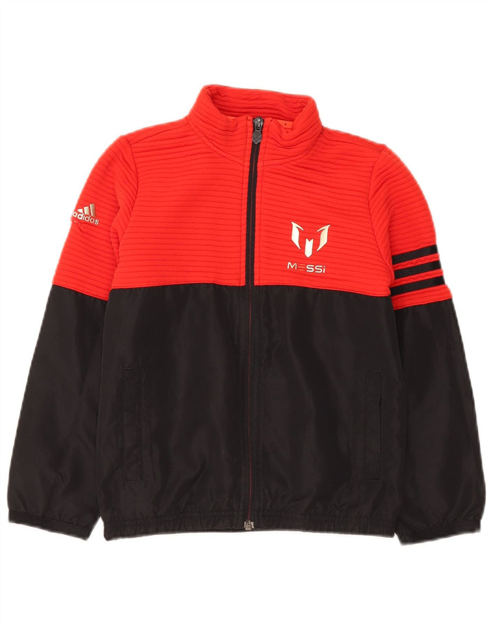 Adidas Jungen MESSI Graphic Trainingsanzug Top Jacke 7–8 Jahre Rot Farbblock