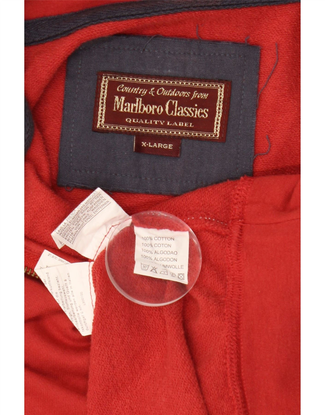 MARLBORO CLASSICS Herren-Sweatshirt mit Reißverschluss, XL, rote Baumwolle
