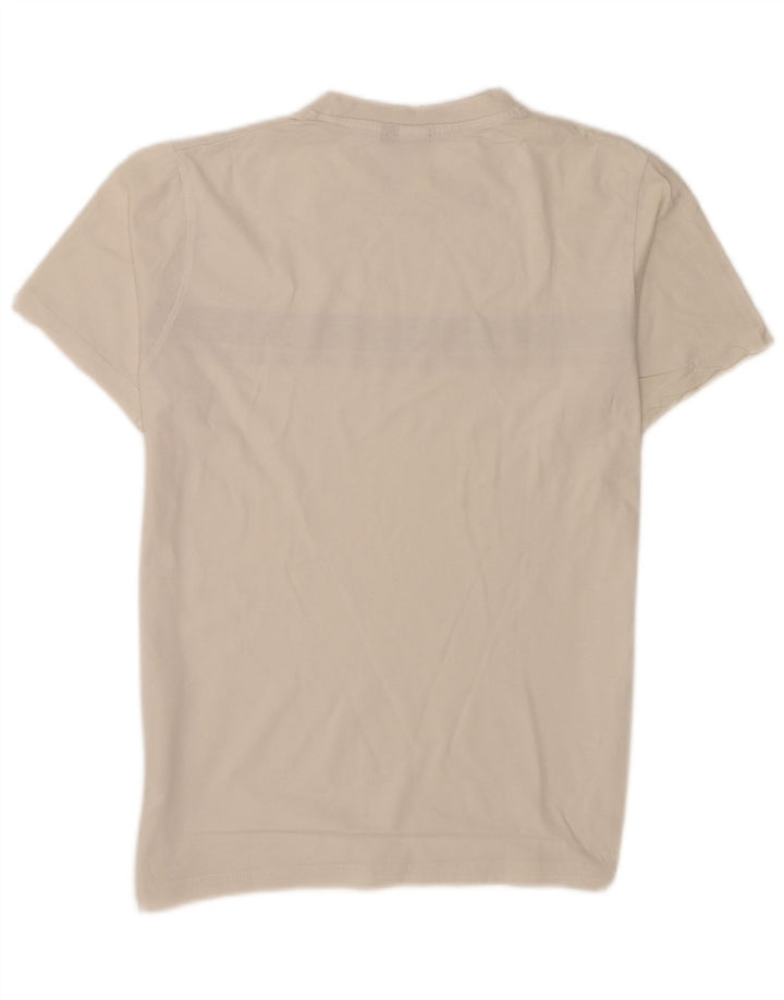 Sergio Tacchini Herren-T-Shirt-Oberteil aus mittelweißer Colourblock-Baumwolle
