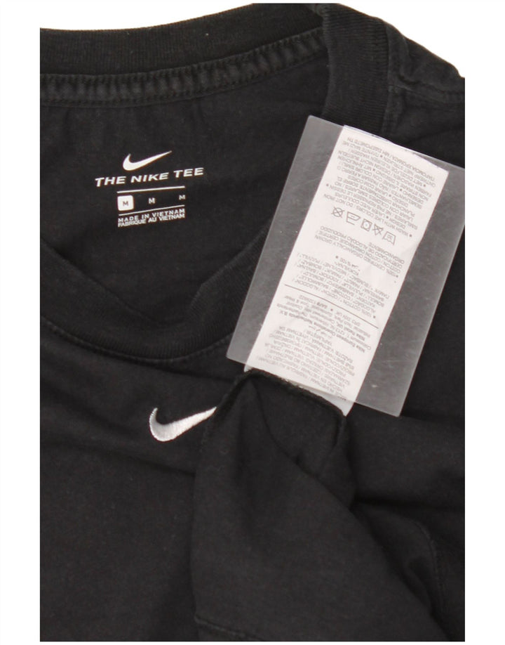 NIKE Damen T-Shirt Top UK 14 Medium Schwarz Baumwolle