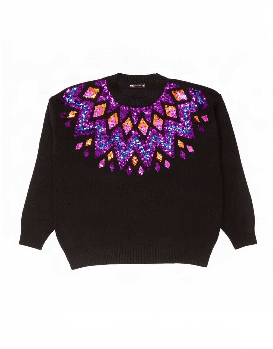 Marks & Spencer Damen-Pullover mit Rundhalsausschnitt, Gr. 14, mittelschwarz