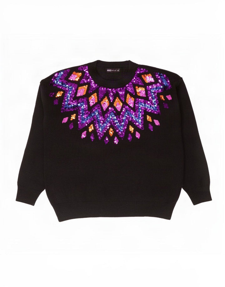Marks & Spencer Damen-Pullover mit Rundhalsausschnitt, Gr. 14, mittelschwarz