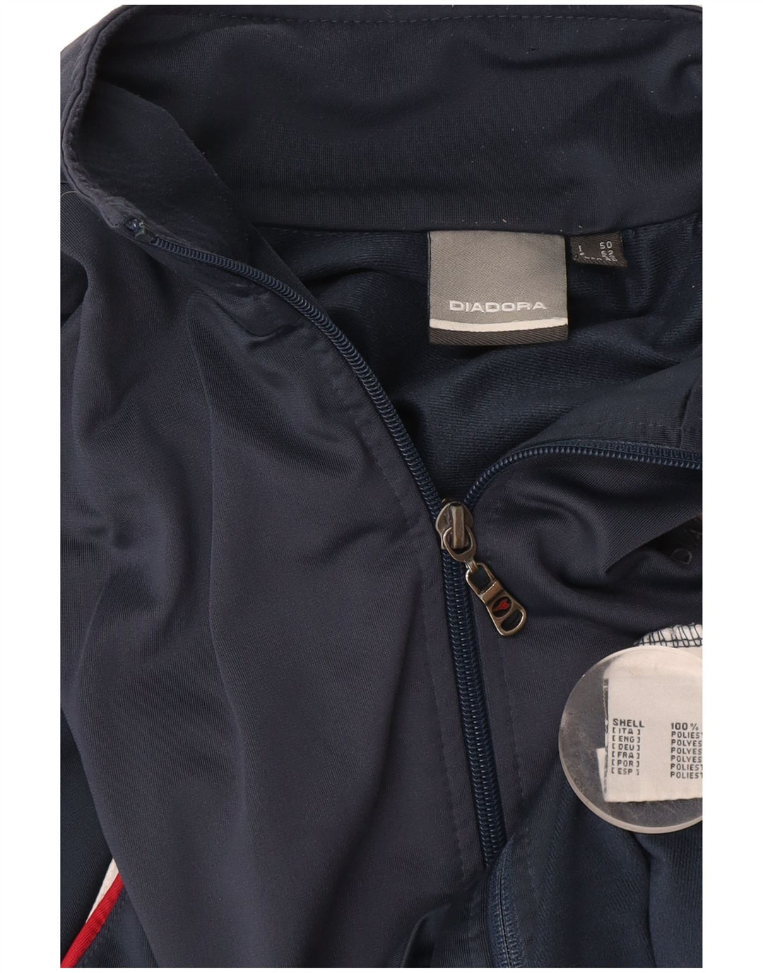 Diadora Herren-Trainingsanzug-Top-Jacke, UK 40, mittleres Marineblau, Farbblock