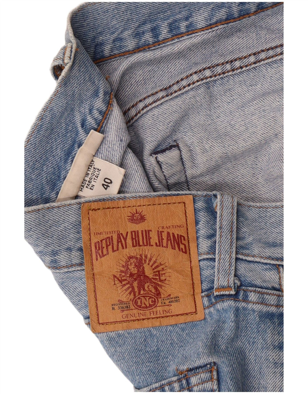 REPLAY Herren Straight Jeans W40 L34 Blaue Baumwolle