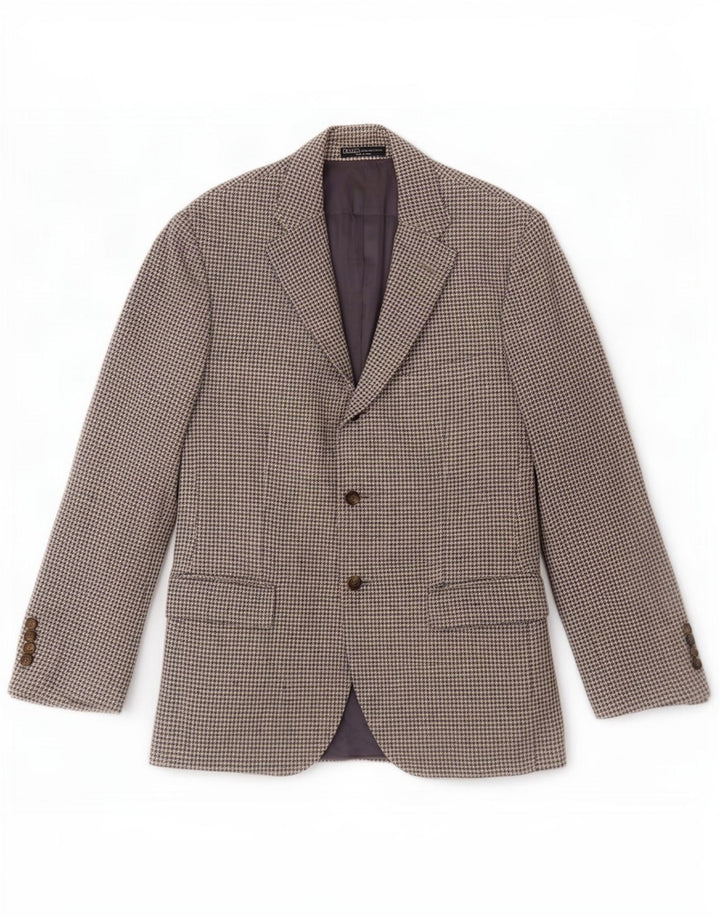 Polo Ralph Lauren Herren-Blazer mit 3 Knöpfen, UK 40, Mittelblau mit Hahnentrittmuster