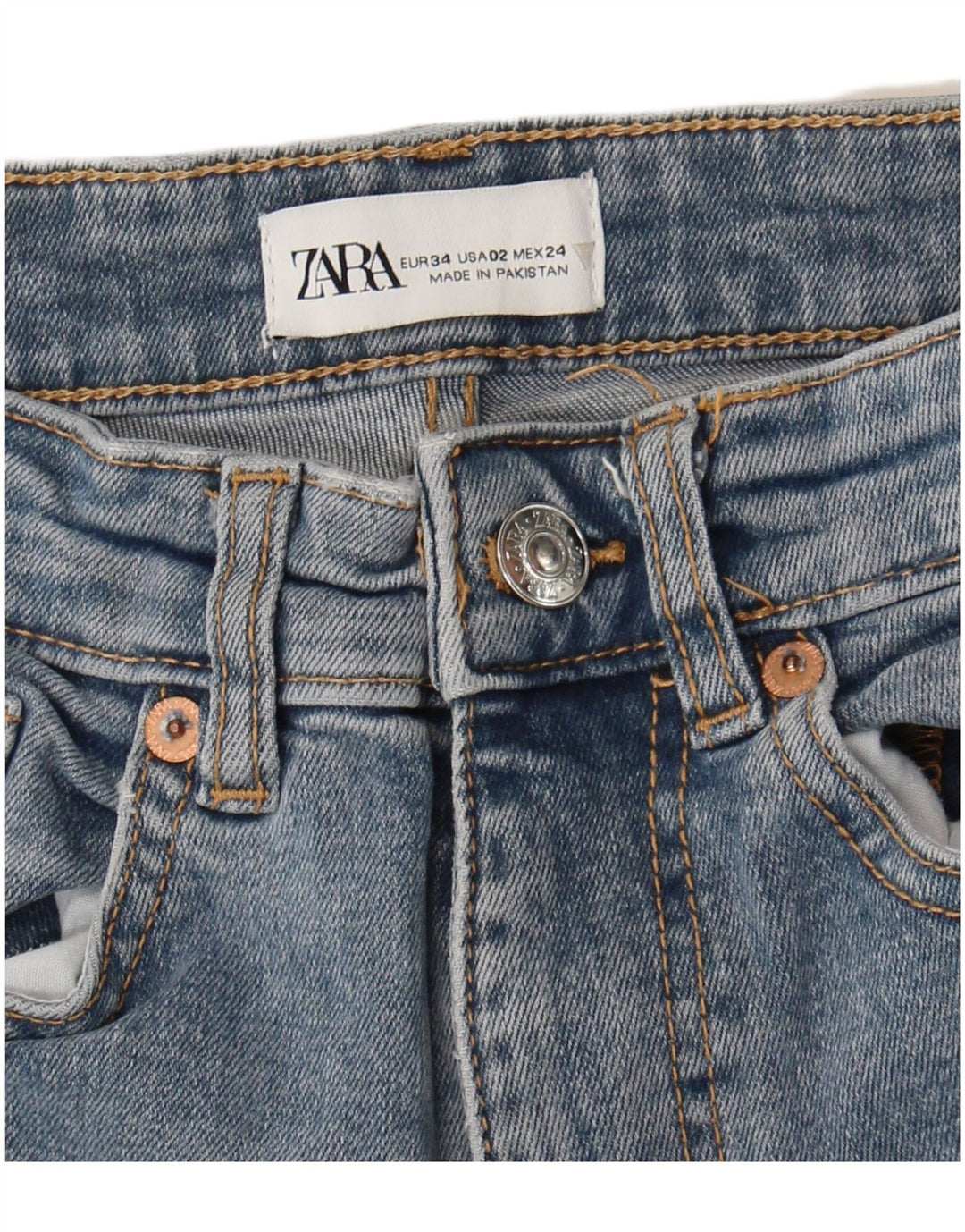Zara Damen Schlagjeans EU 34 2XS W24 L25 Blau