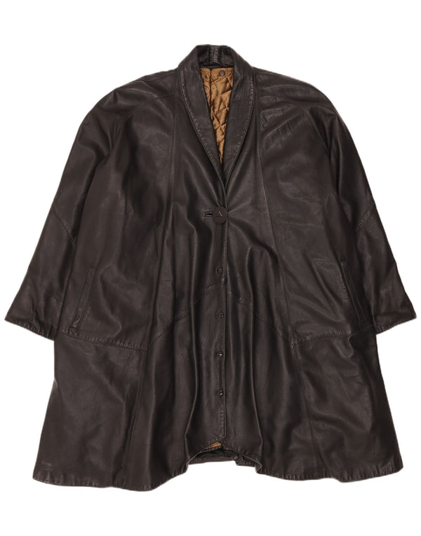 Vintage Damen Loose Fit Lederjacke UK 16 Large Schwarz