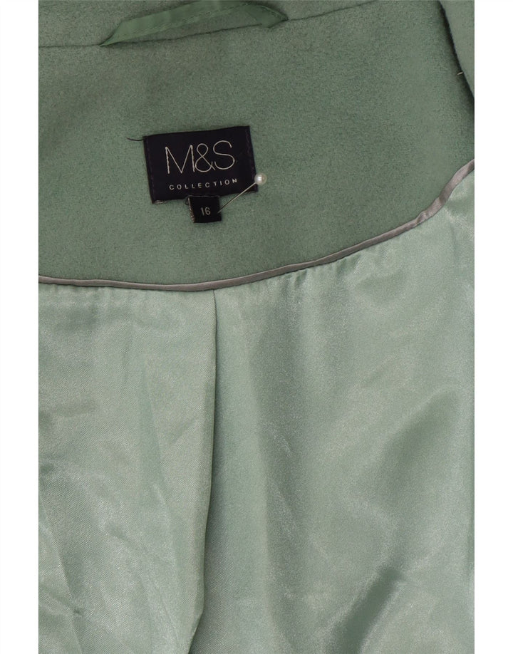 Marks & Spencer Zweireihiger Damenmantel UK 16 Große grüne Wolle