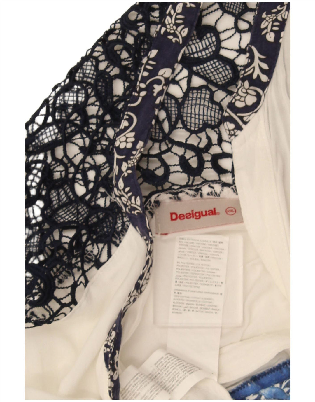 Desigual Damen Hemdbluse UK 20 2XL Weiße Patchwork-Viskose