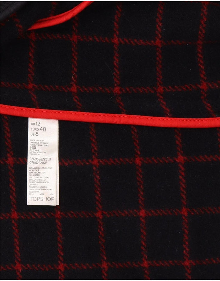 Topshop Damen-Dufflecoat mit Kapuze, UK 12, mittelmarineblaue Wolle