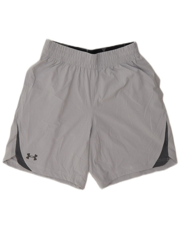 Under Armour Mens Graphic Sport Shorts Small Grey Colourblock Polyester