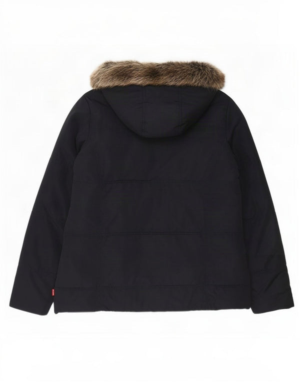 Levi's wattierte Mädchenjacke mit Kapuze, 15–16 Jahre, marineblaues Polyester