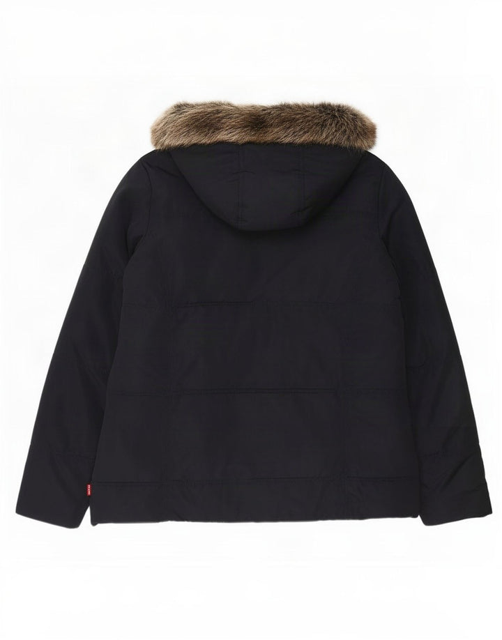 Levi's wattierte Mädchenjacke mit Kapuze, 15–16 Jahre, marineblaues Polyester