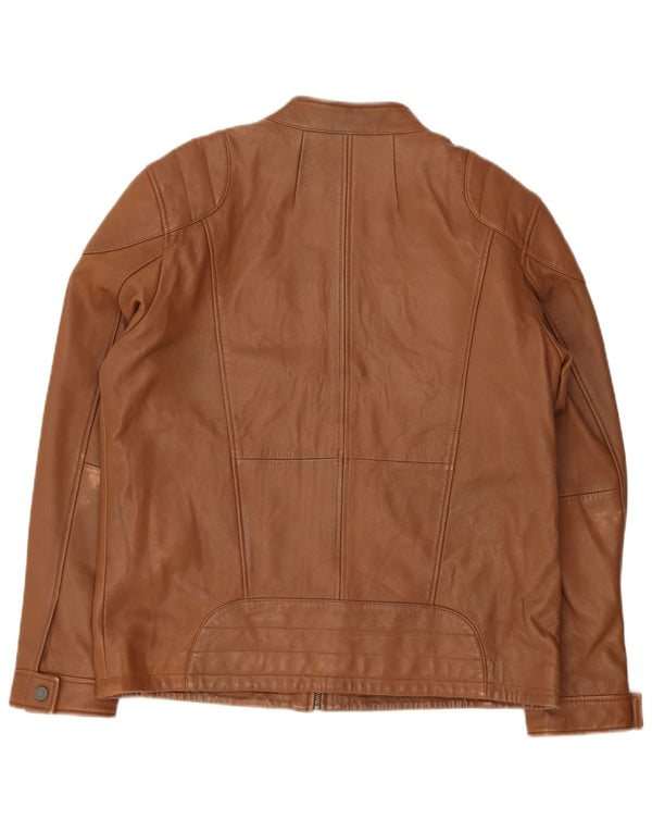 Bruno Banani Herren Leder Bikerjacke UK 44 2XL Braun