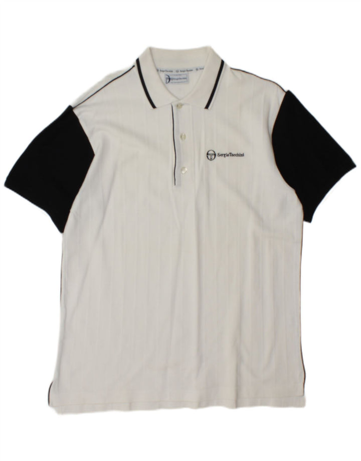 Sergio Tacchini Herren-Poloshirt aus mittelweißer Colourblock-Baumwolle