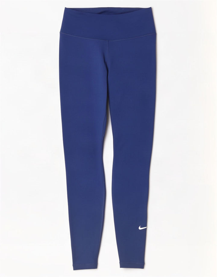 Nike Damen Leggings UK 8 Small Marineblau Polyester