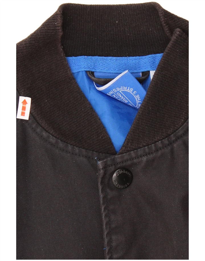 Adidas Herren Graphic Varsity Jacke UK 38 Mittelschwarze Colourblock-Baumwolle