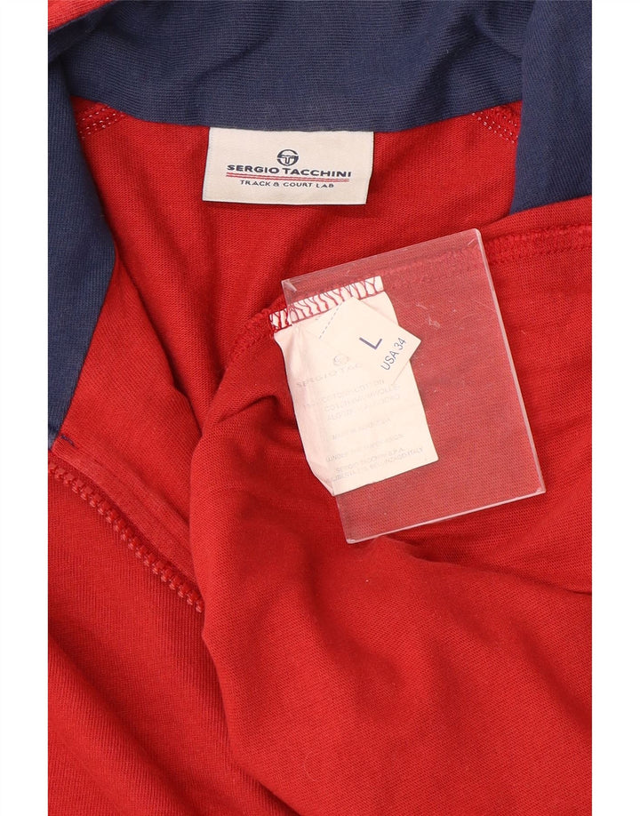 SERGIO TACCHINI Herren-Trainingsanzug-Oberteil mit grafischem Reißverschluss und Rundhalsausschnitt, Größe L, Rot