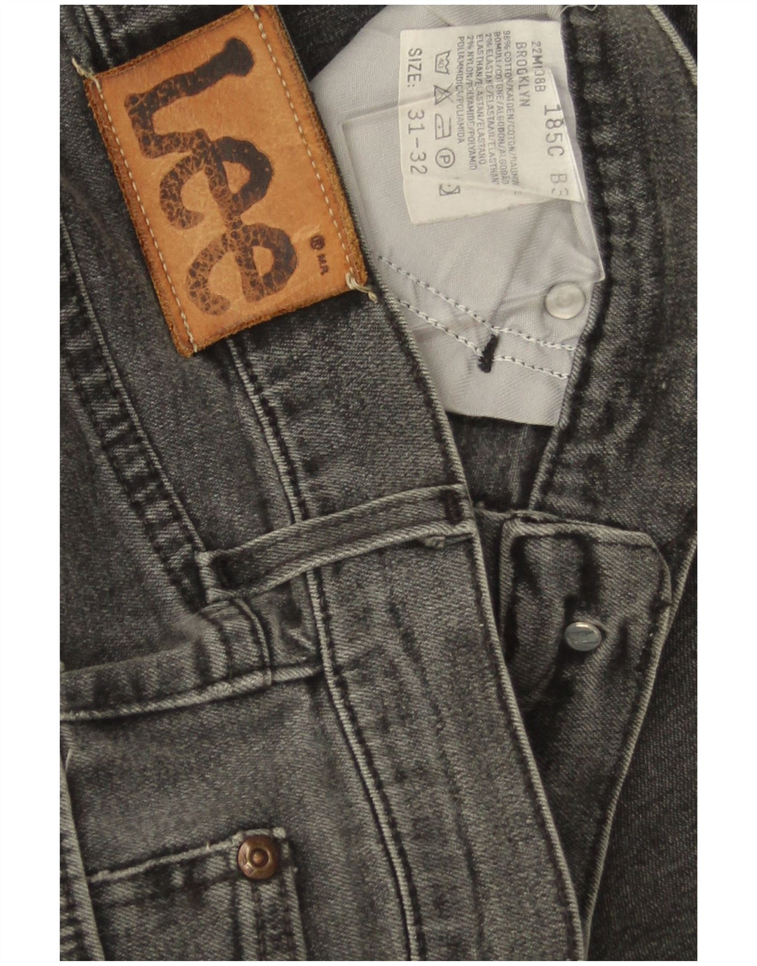 LEE Herren Brooklyn Straight Jeans W31 L32 Graue Baumwolle