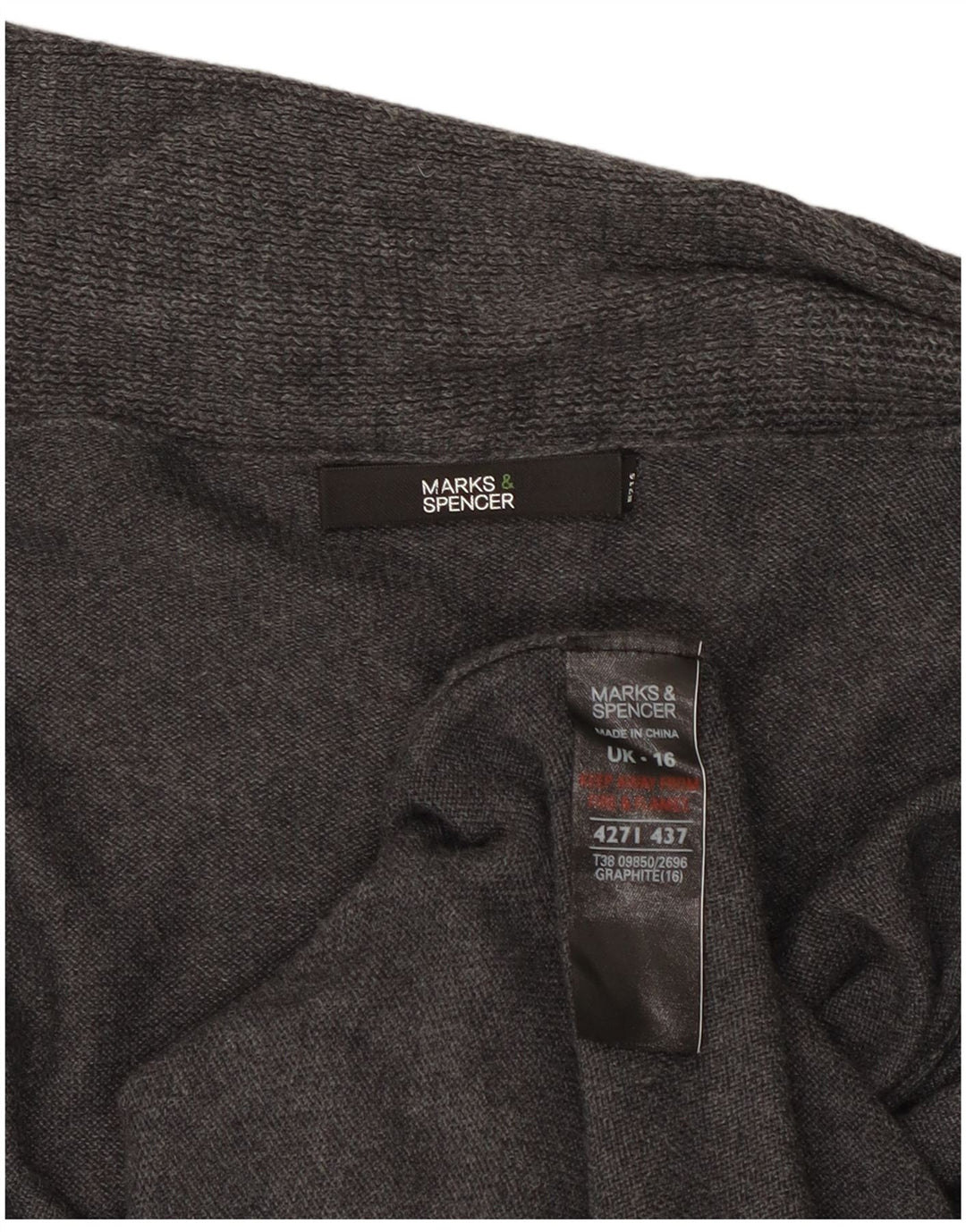 Marks & Spencer Damen Longline Open Cardigan Pullover UK 16 Large Grau