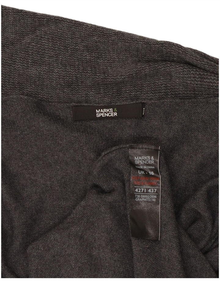 Marks & Spencer Damen Longline Open Cardigan Pullover UK 16 Large Grau