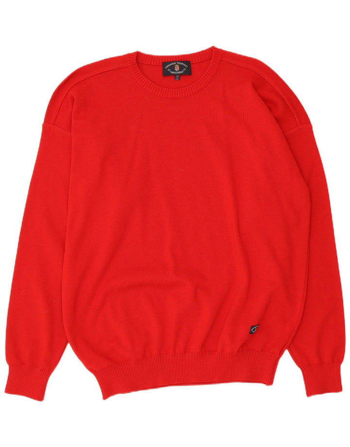 Amerigo Vespucci Herren-Pullover mit Rundhalsausschnitt, XL, rote Wolle