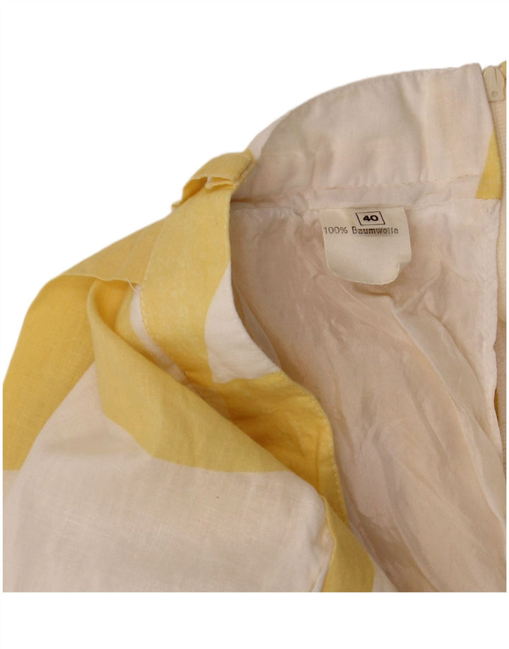 VINTAGE Damen A-Linienrock EU 40 Medium W28 Gelbe geometrische Baumwolle