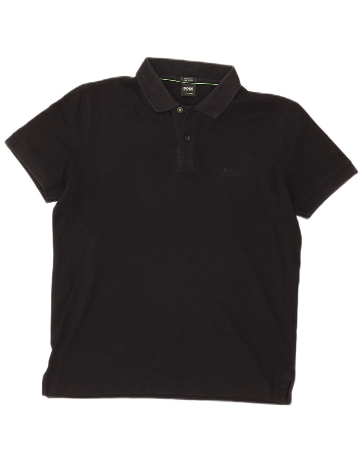 Hugo Boss Herren-Poloshirt mit normaler Passform, Mittelschwarz