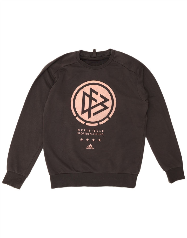 ADIDAS Herren Grafik-Sweatshirt-Pullover aus mittelgrauer Baumwolle