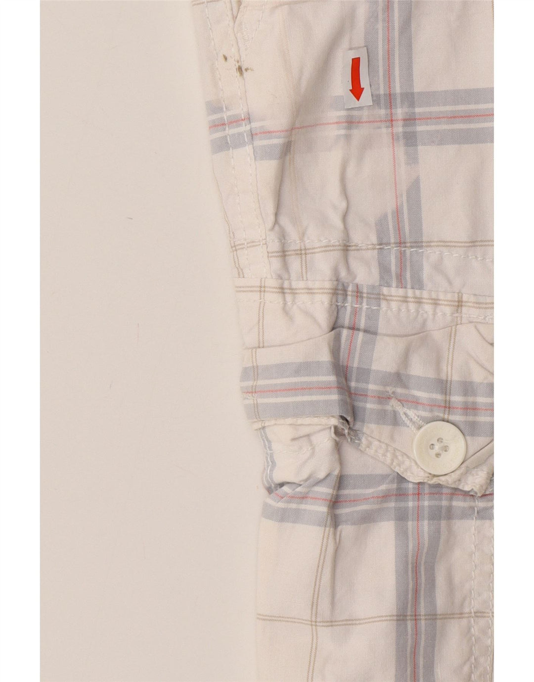 CALVIN KLEIN Herren Cargoshorts W32 Mittelweiß karierte Baumwolle